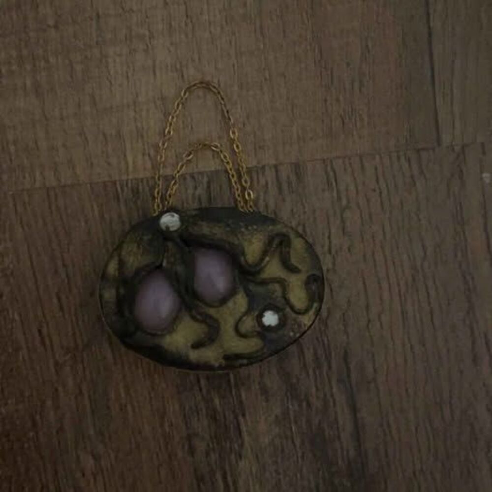 Vintage Oval Brooch with Chain Detail